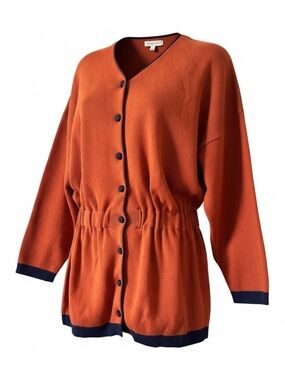 Henri Bendel VTG Kirsten Scarcelli cotton Rust Button-Front Cardigan Sweater